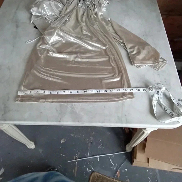 Love And Lemonade Pants Womens L Shiny Silver Super Wide Leg/Long Holiday - Picture 8 of 8